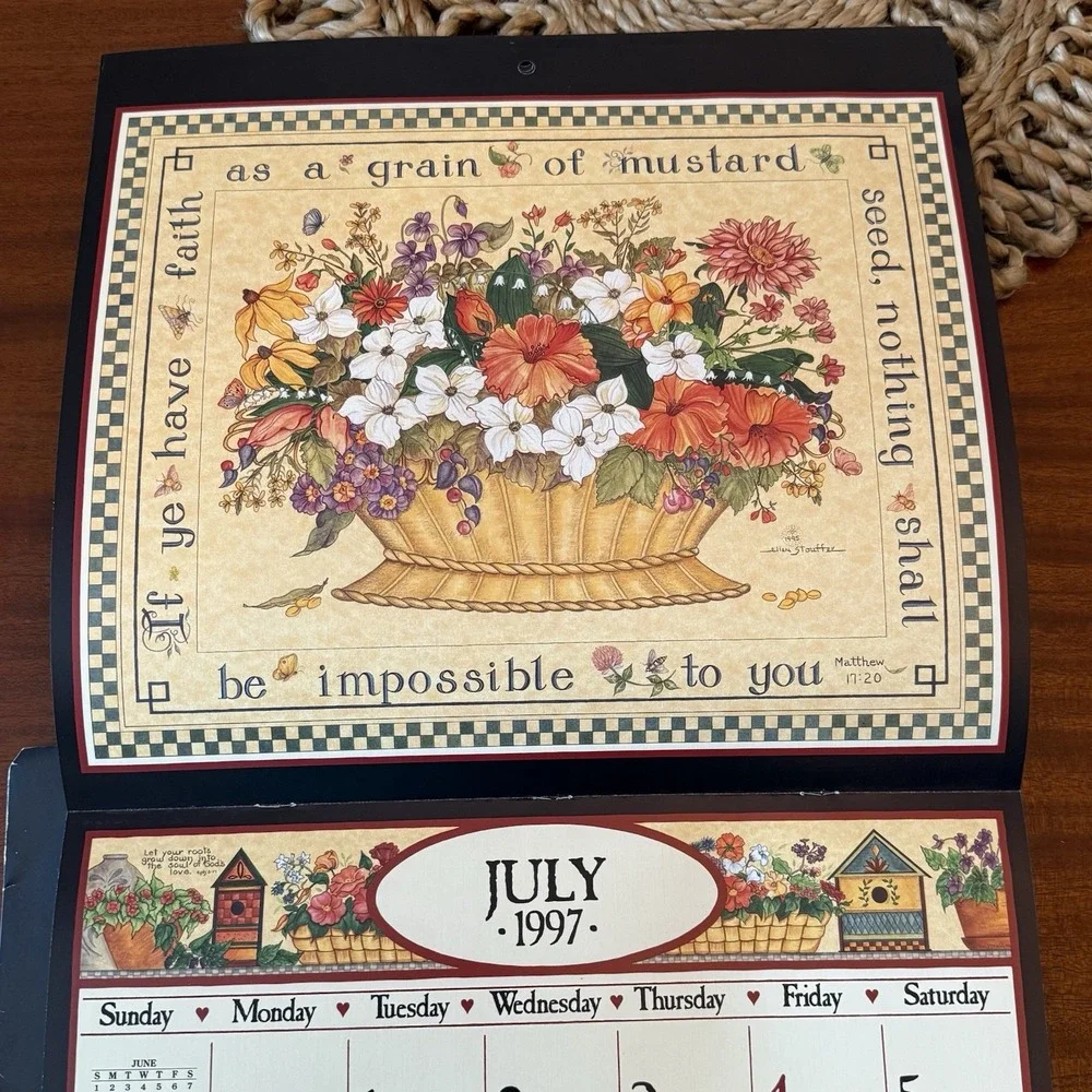 1997 Country Sampler Calendar – Peaceable Kingdom – 12x12 – Folk Art Cottagecore